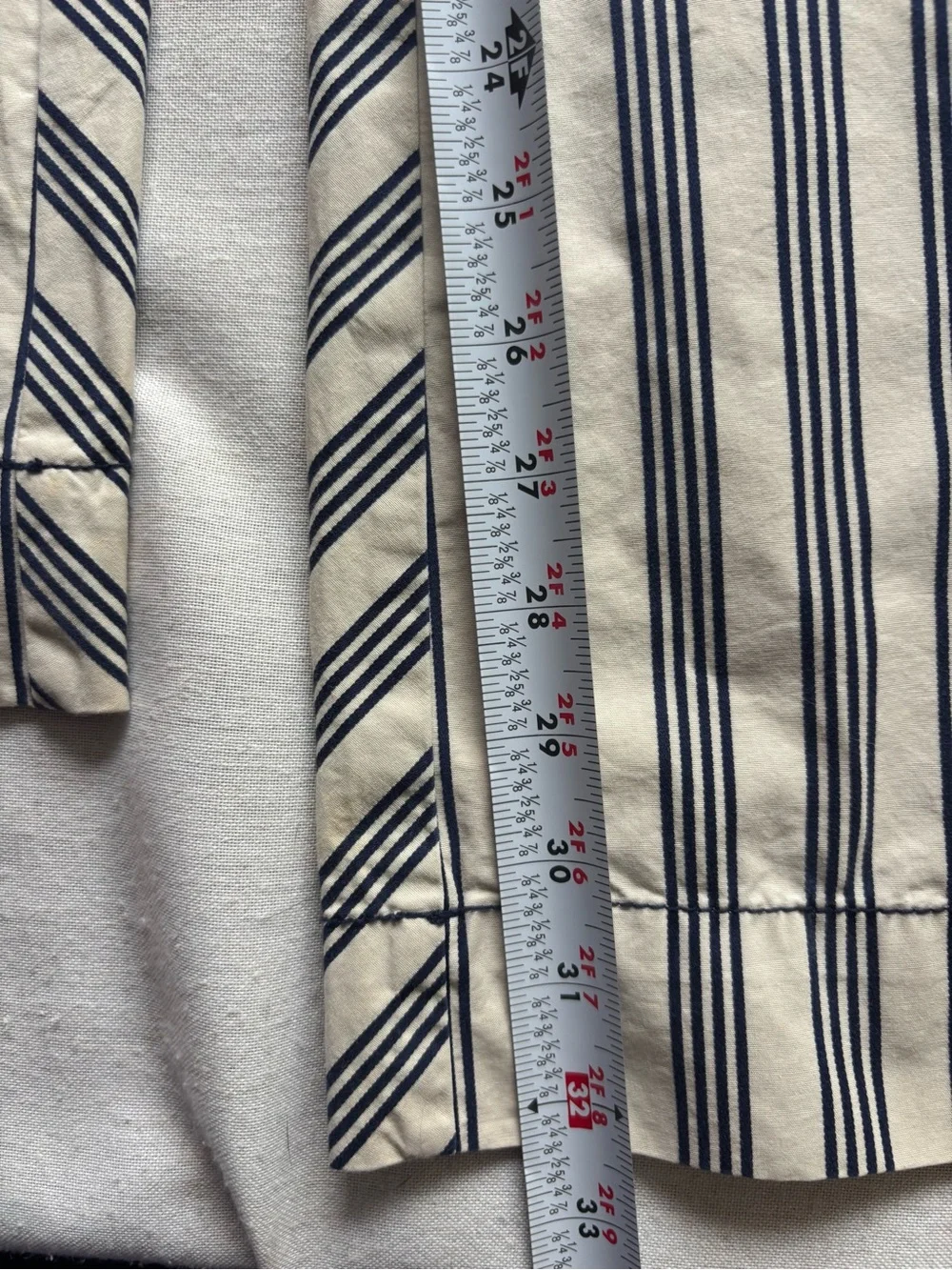 NWT Anthropologie Striped Wide Leg Full Length Pants Beige Navy Size 4 - Picture 9 of 10